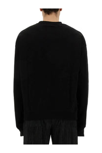 Family first men’s sweatshirt black long-sleeved crewneck with relaxed fit and ribbed cuffs in soft fabric