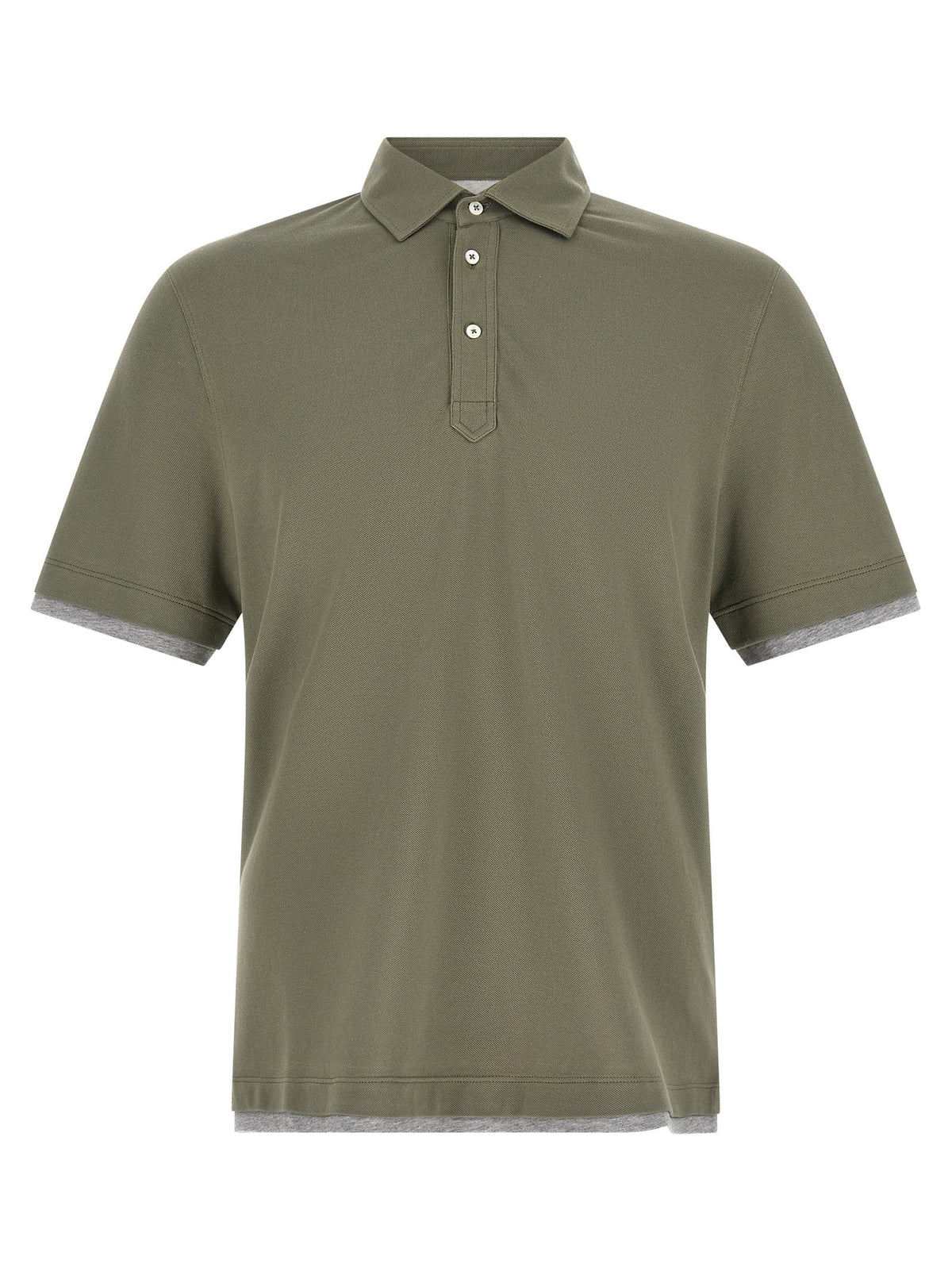 Brunello Cucinelli Faux Layering Polo Shirt Green