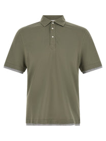 Brunello Cucinelli Faux Layering Polo Shirt Green
