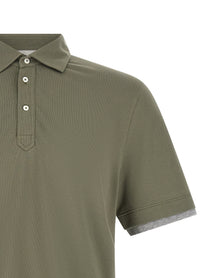 Brunello Cucinelli Faux Layering Polo Shirt Green