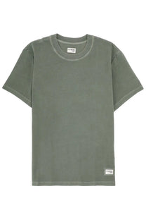 Olive green men’s short-sleeved crew neck t-shirt by fay with ribbed neckline and white woven labels