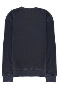 Dark navy blue crewneck sweatshirt with ribbed cuffs and hem from fay archive mens collection in cotton blend