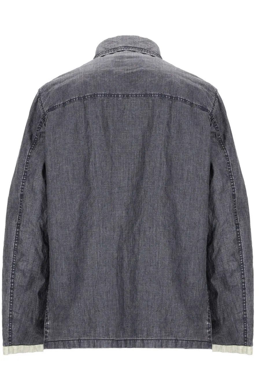 Fay men’s hooks jacket blue dark gray denim with subtle textured weave and contrasting light stitching along seams