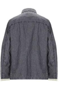 Fay men’s hooks jacket blue dark gray denim with subtle textured weave and contrasting light stitching along seams