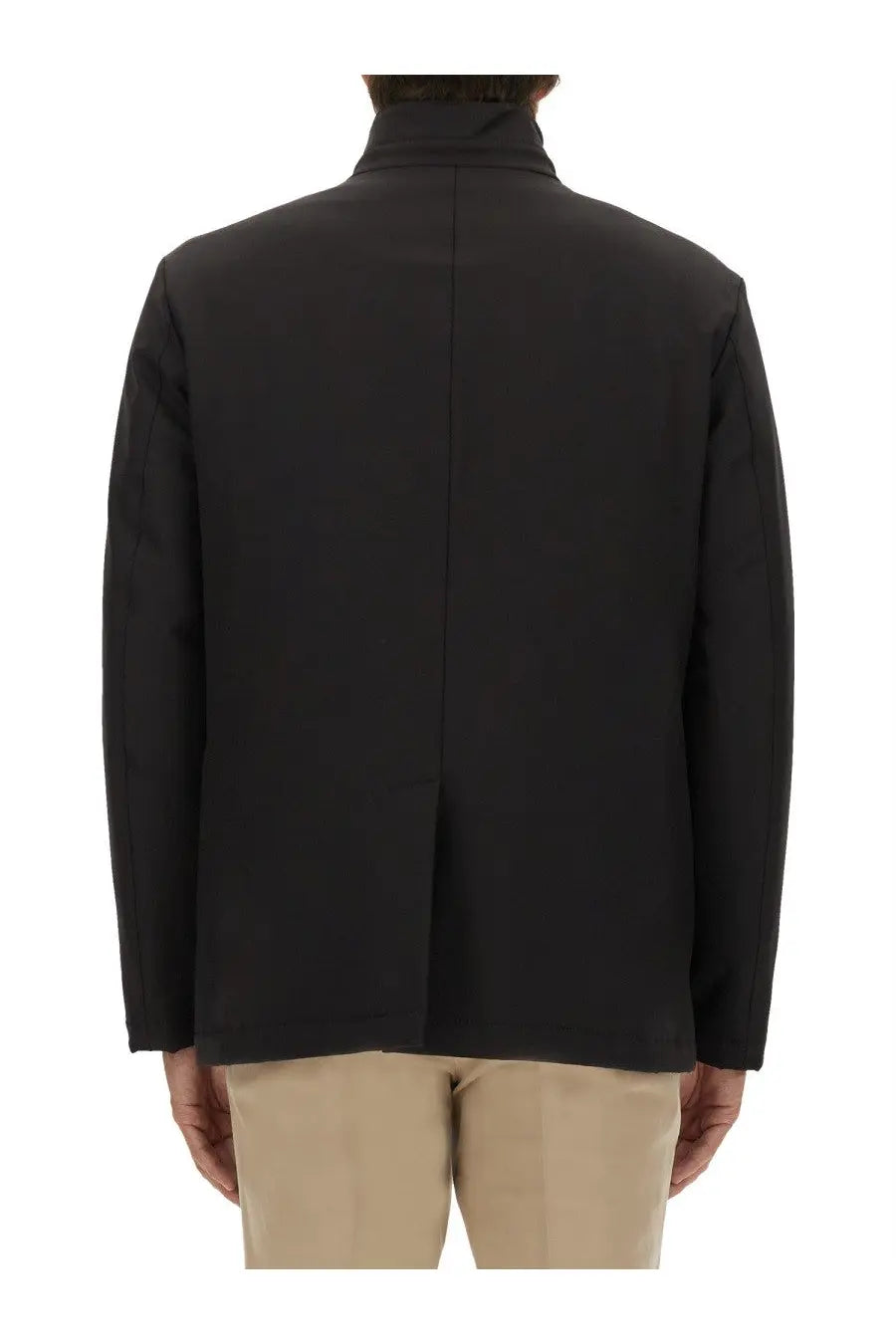 Fay men’s jacket black tailored blazer with high collar and minimalist design in black fabric