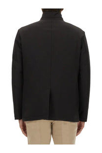 Fay men’s jacket black tailored blazer with high collar and minimalist design in black fabric