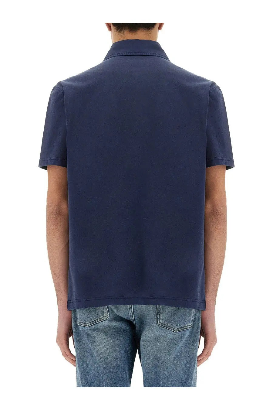 Navy blue Fay men’s jersey polo shirt with short sleeves designed for casual and sporty wear