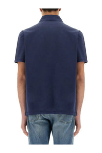 Navy blue Fay men’s jersey polo shirt with short sleeves designed for casual and sporty wear