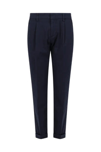 Fay men’s pantalone capri blue navy blue pleated trousers with tailored fit and rolled cuffs