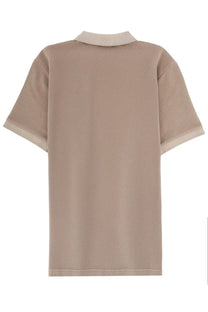 Fay men’s polo beige short-sleeved shirt with contrasting lighter collar and sleeve hems perfect for casual wear