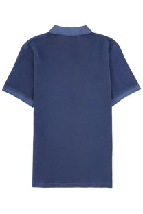 Navy blue short-sleeved Fay men’s polo shirt with matching collar and ribbed cuffs made of soft material