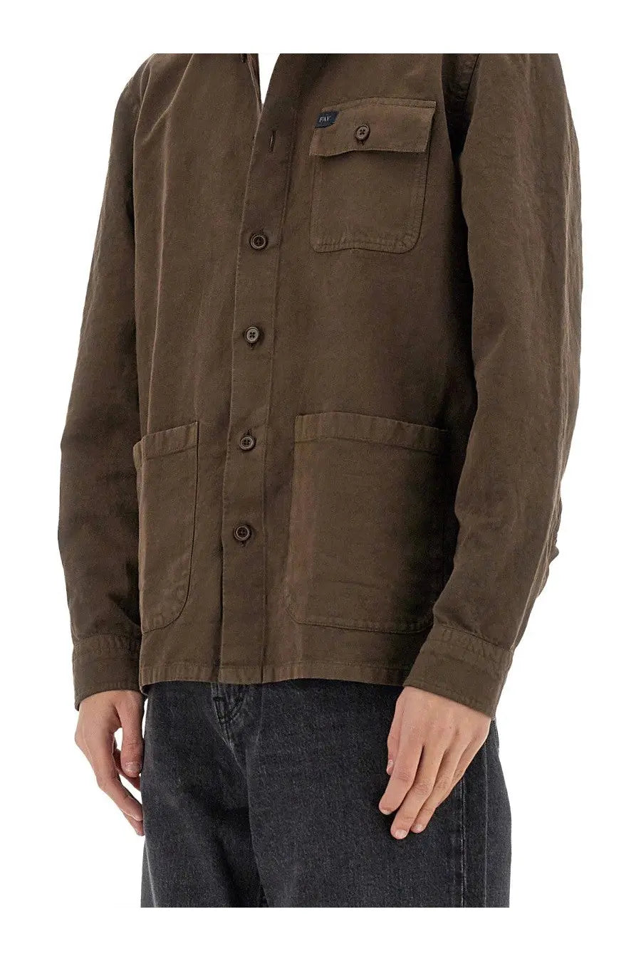 Fay men’s brown corduroy shirt jacket with button closures and front pockets ideal for workwear