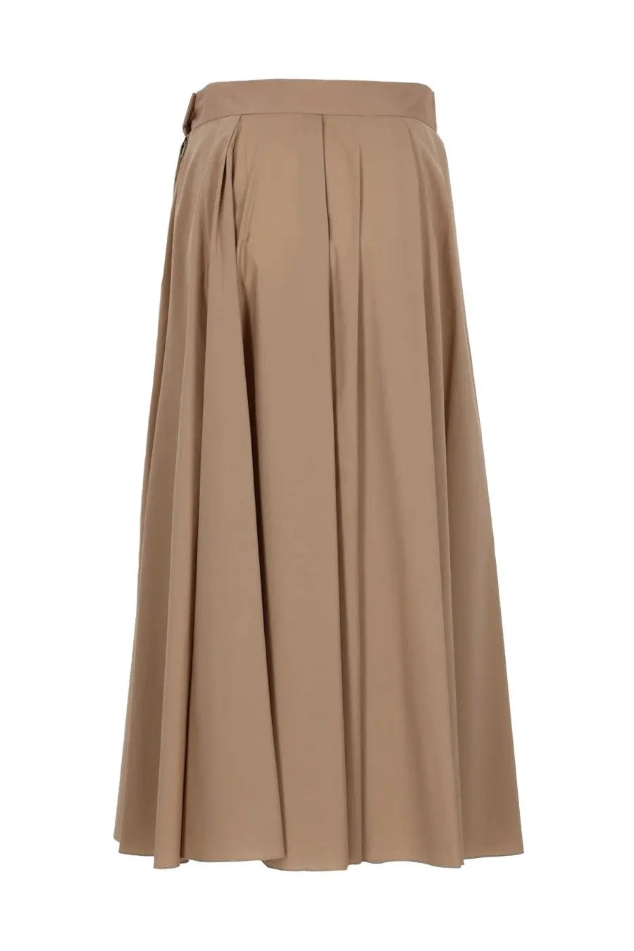 Beige Fay women’s cotton midi skirt with pleats, fitted waistband, and smooth flowing fabric