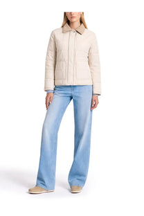 Beige quilted fay women’s field jacket with collar and front pockets for casual outdoor wear
