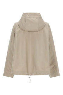 Beige fay women’s short parka with hood sleek minimalist design and subtle water resistant fabric