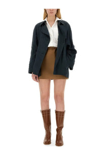 Fay women’s short trench black dark navy coat with structured collar and flap pockets