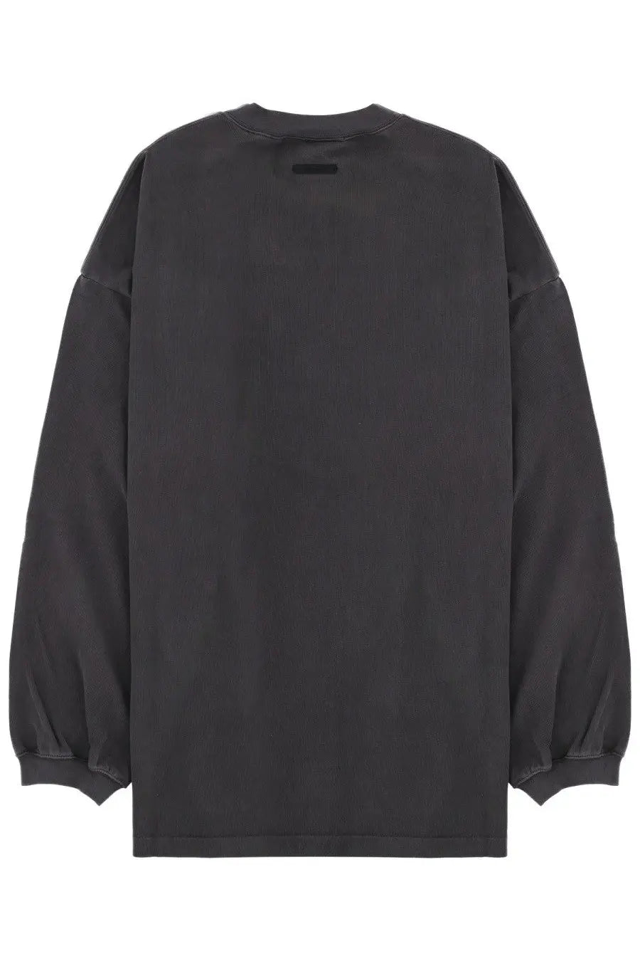 Fear of god essentials men’s felpa campus 90s black oversized long sleeve tee with relaxed fit and subtle texture
