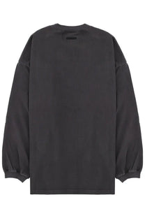 Fear of god essentials men’s felpa campus 90s black oversized long sleeve tee with relaxed fit and subtle texture