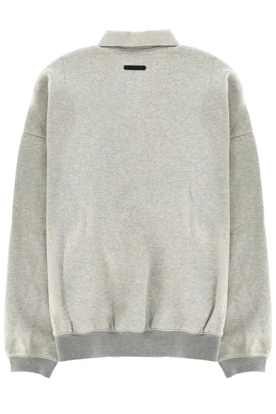 A heather gray oversized bomber jacket with ribbed collar and cuffs from Fear of God Essentials men’s collection