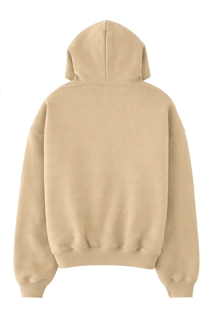 Fear of god essentials men’s beige hooded sweatshirt with soft relaxed fit and ribbed cuffs for training wear