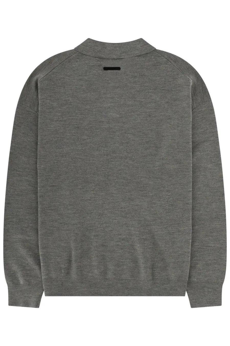 Fear of God essentials men’s polo signature 90s grey gray heathered knit sweater with ribbed collar and cuffs