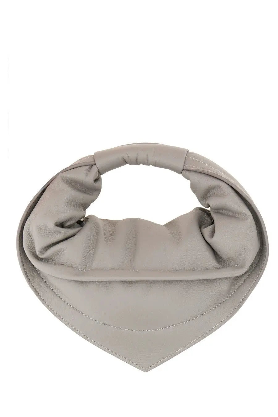 Federico cina women’s mini tortellino bag in soft light gray leather with twisted handle and clean stitching