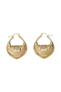 Federico Cina women’s tortellini earrings gold teardrop shaped hammered textured hoop earrings with hook closures