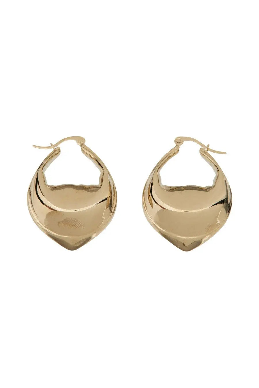 Federico Cina women’s tortellini earrings gold modern gold-toned hoop earrings with sleek teardrop polished finish