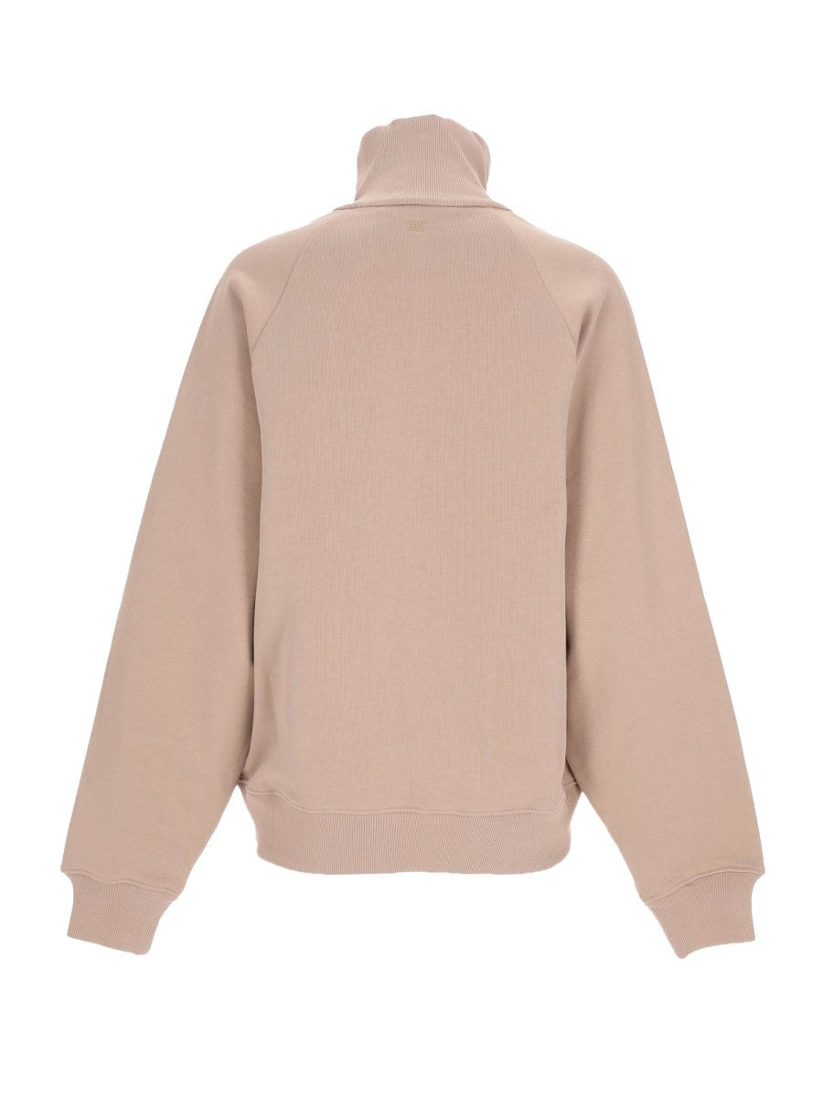 Ami Paris Unisex Embroidered Sweatshirt Beige, view 2