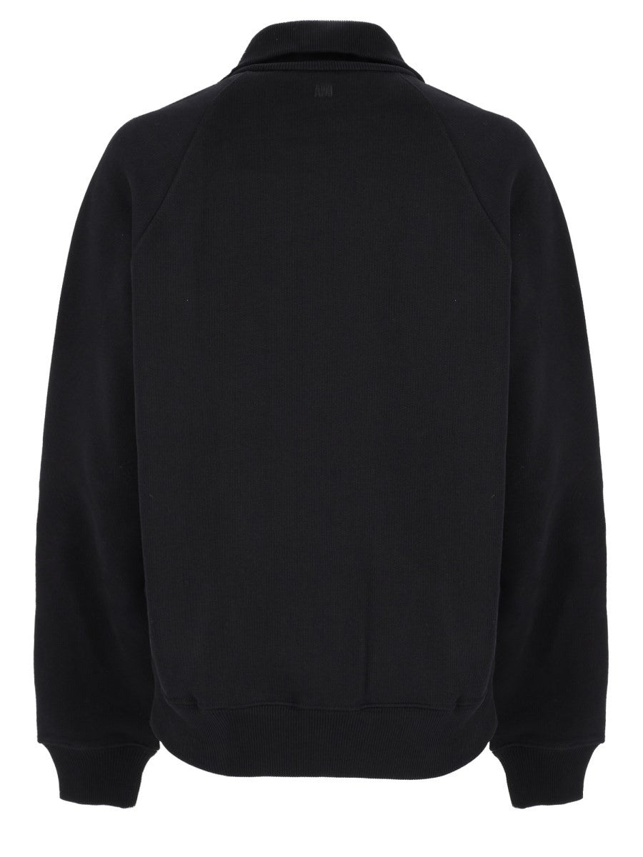 Ami Paris Unisex Felpa Con Ricamato Black