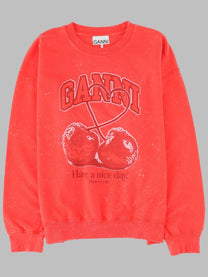 Ganni Women's Felpa Con Stampa Ciliegie Red