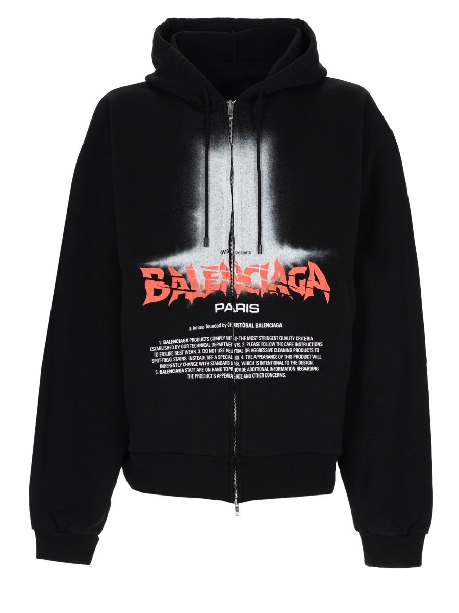 Balenciaga Men's Felpa Con Stampa Black