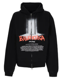 Balenciaga Men's Felpa Con Stampa Black