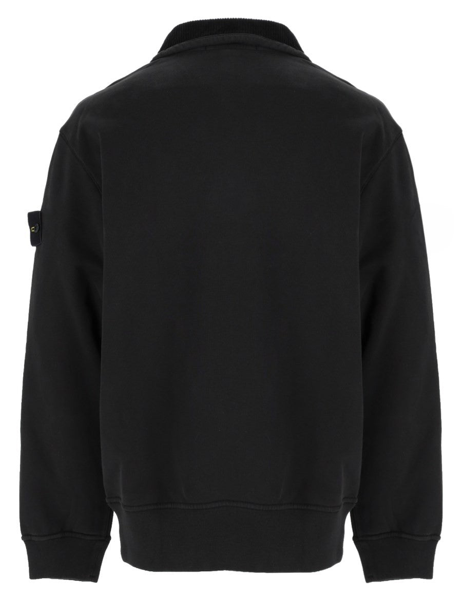 Stone Island Men's Felpa Con Zip Corta Patch Black
