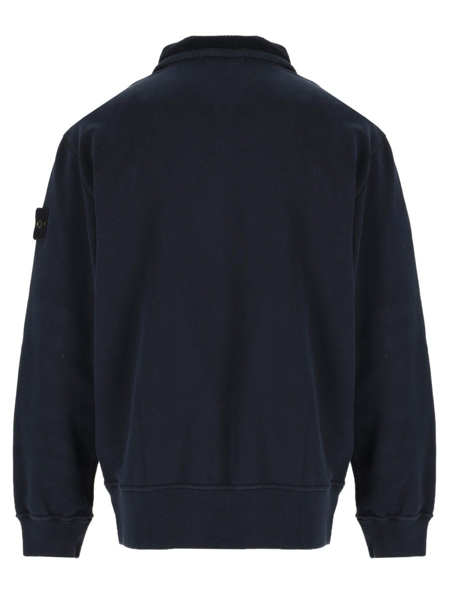Stone Island Men's Felpa Con Zip Corta Patch Blue
