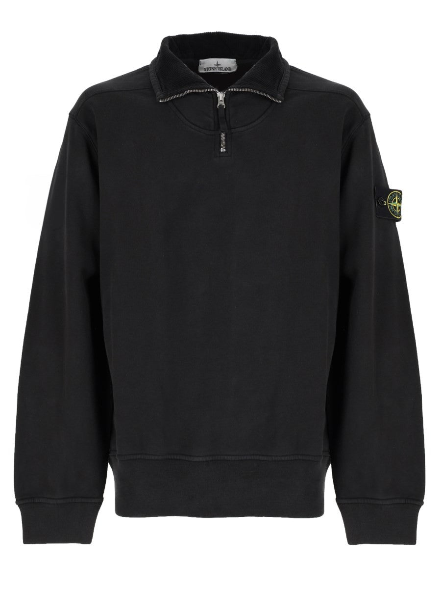 Stone Island Men's Felpa Con Zip Corta Patch Black