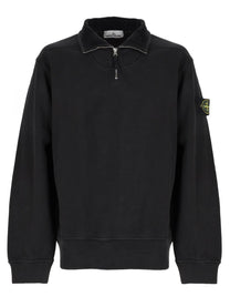 Stone Island Men's Felpa Con Zip Corta Patch Black