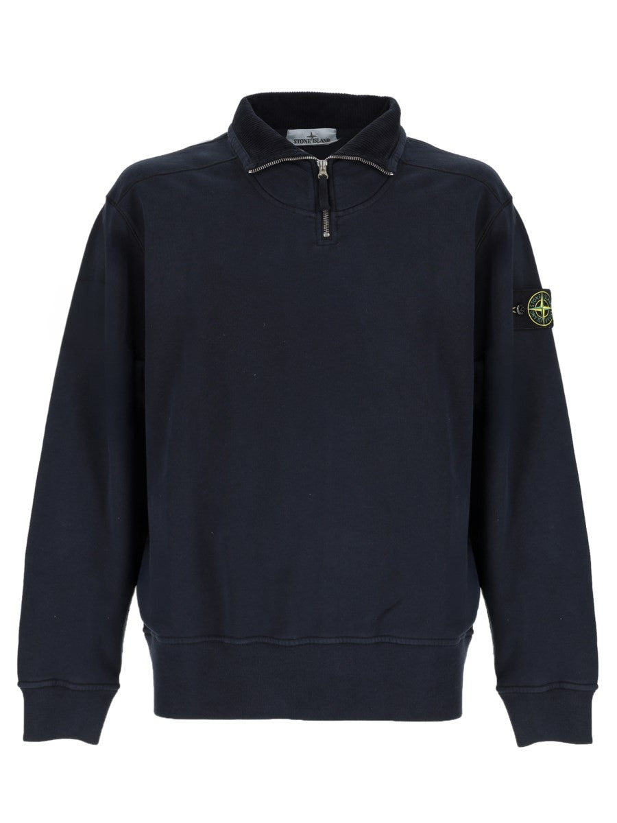 Stone Island Men's Felpa Con Zip Corta Patch Blue