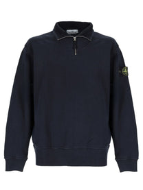 Stone Island Men's Felpa Con Zip Corta Patch Blue