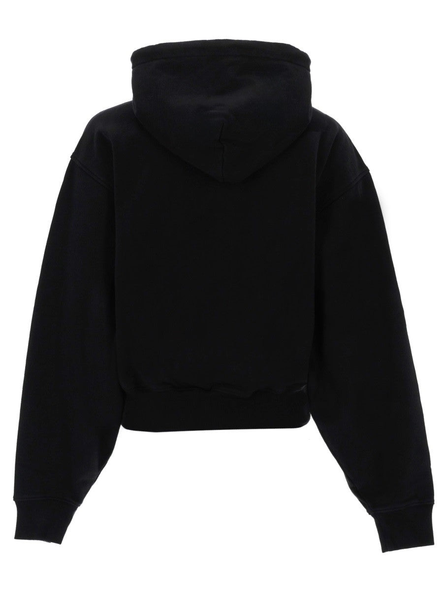 alexanderwang Women's Felpa Con Zip Cappuccio Black