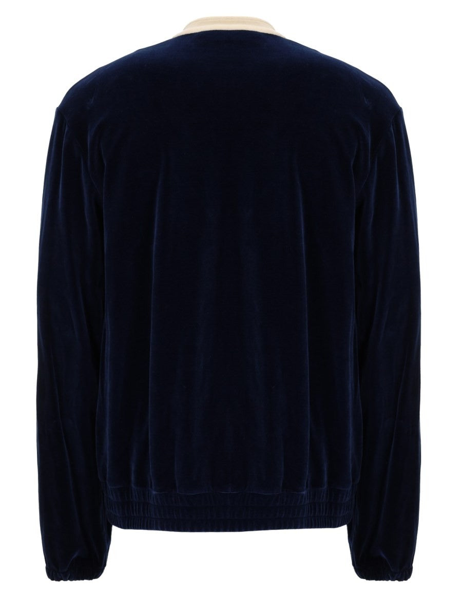 Valentino Men's Zip Jersey Cotton Sweatshirt Blue, view 2