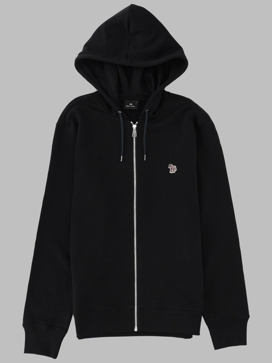 Ps By Paul Smith Men's Felpa Zebra Con Zip Cappuccio Black