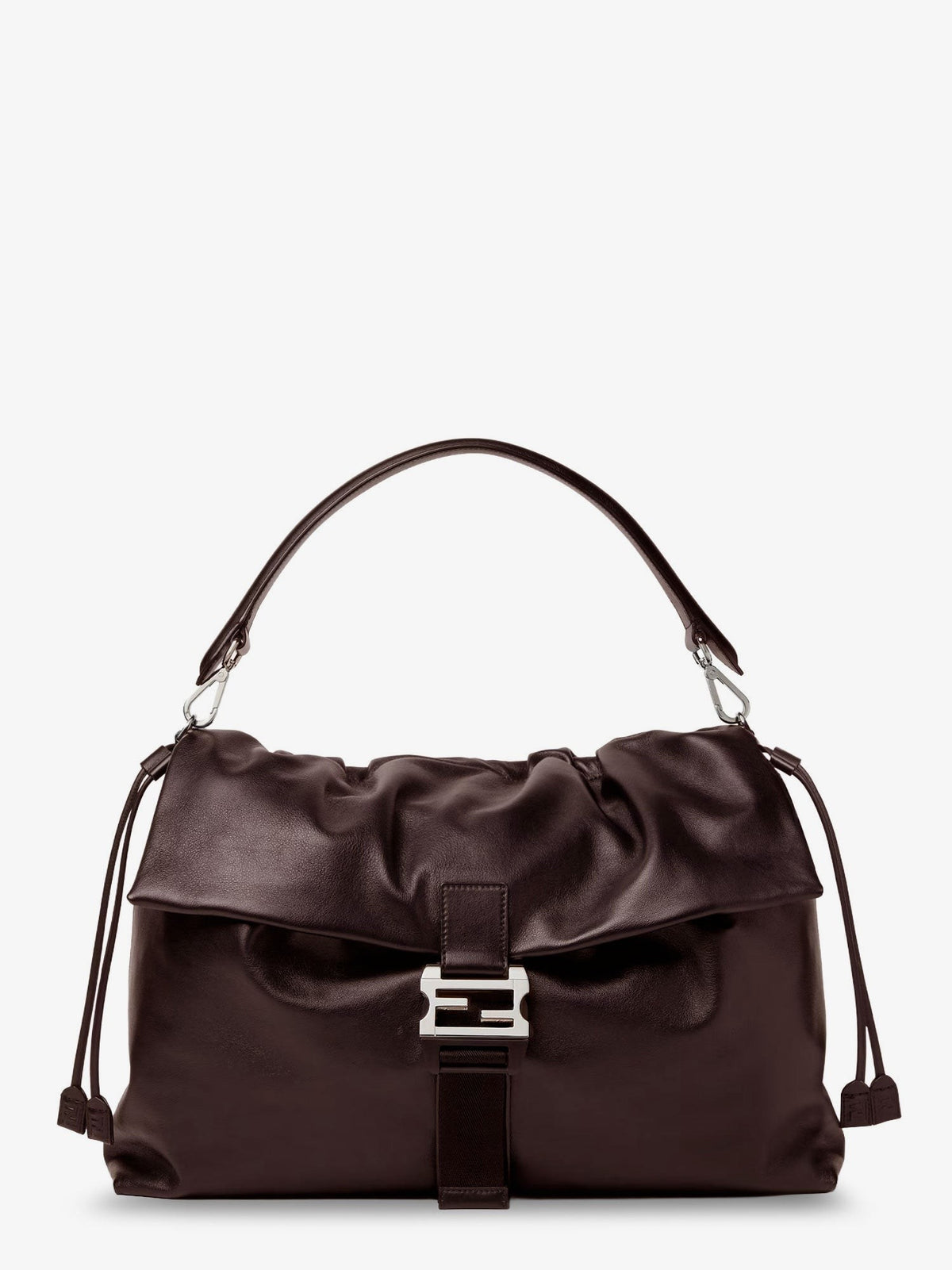Fendi Men's Fendi Flux Maxi Messenger Leather Shoulder Bag Brown
