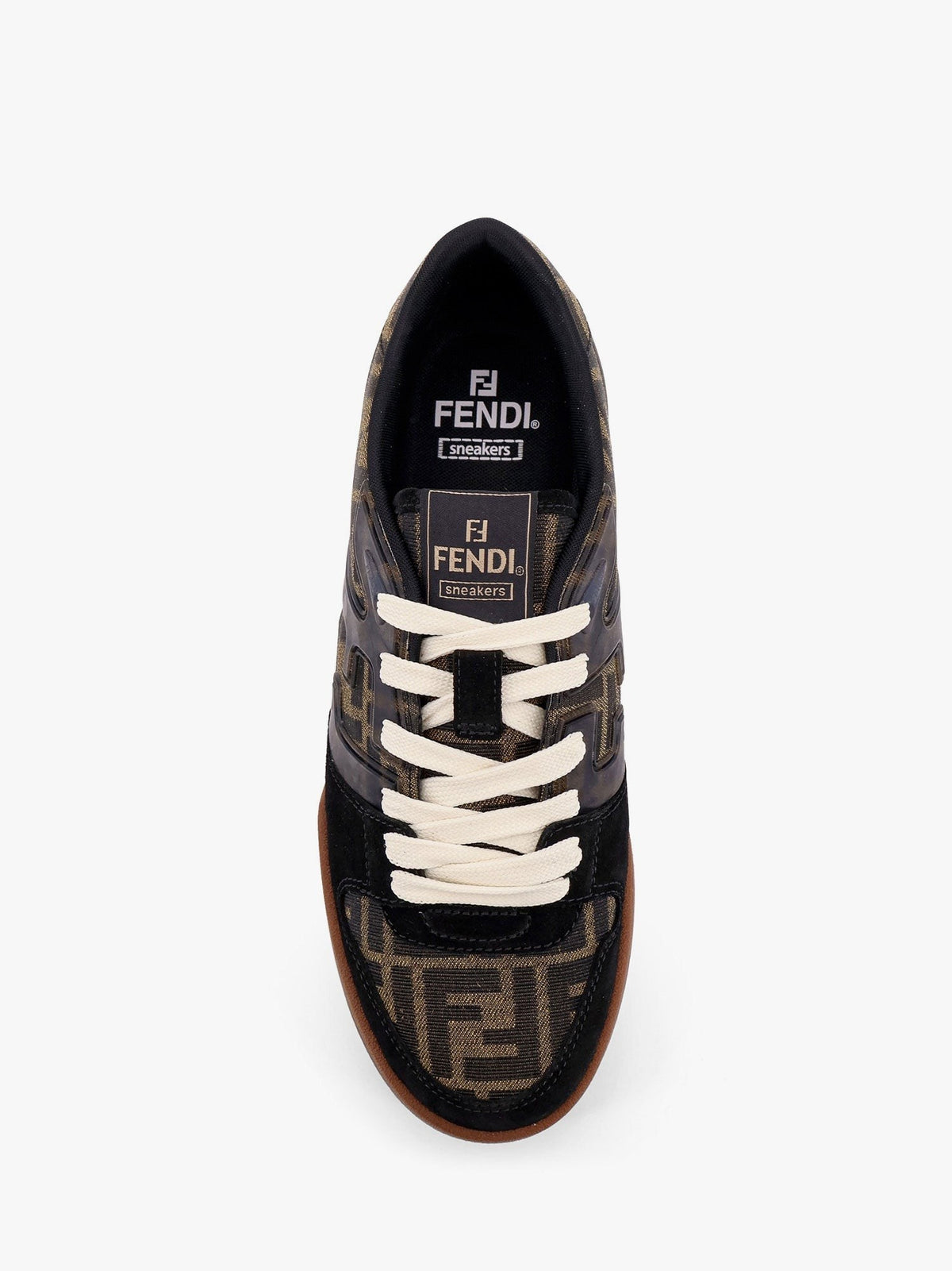 Fendi Men's Fendi Match FF Jacquard and Suede Sneakers Black