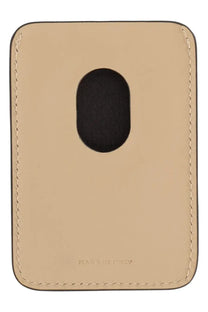 Fendi men’s card holder beige leather wallet with black fabric insert and light-colored stitching