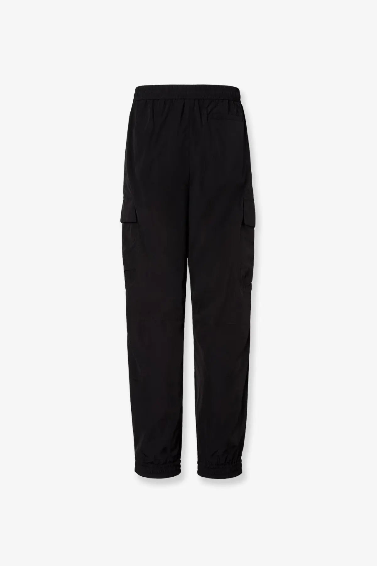 Fendi men’s black cargo nylon trousers with elastic waistband drawstring side pockets and tapered legs
