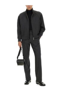 Black quilted leather crossbody bag with small logo front detail from fendi men’s cashmere blouson black collection