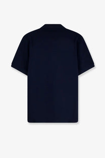Fendi men’s cotton polo shirt in navy blue with short sleeves ideal for casual and semi-formal wear