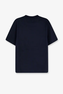 Black oversized cotton t-shirt with relaxed fit and short sleeves for men from Fendi cotton shirt blue collection