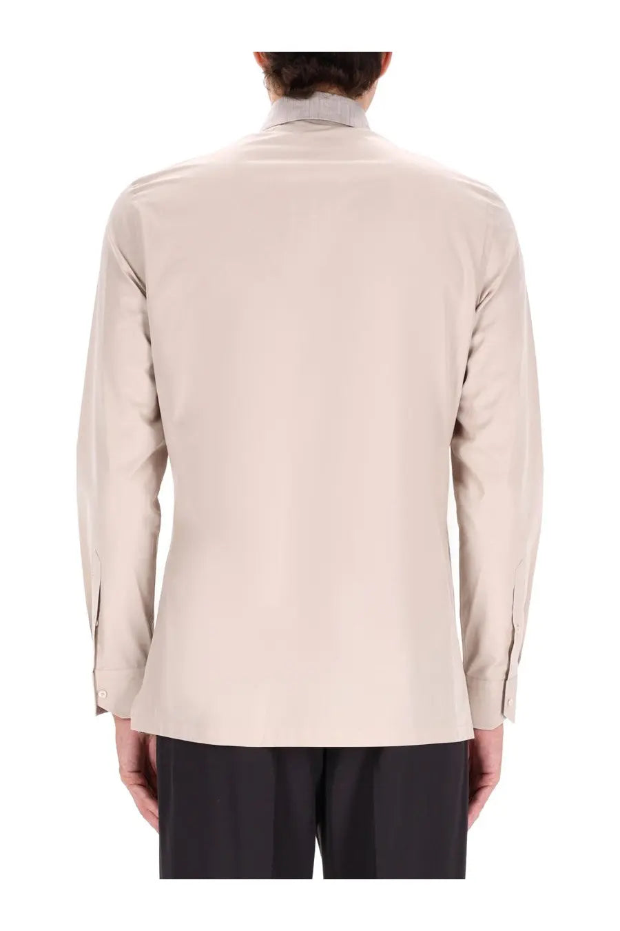 Fendi men’s cotton shirt white beige long-sleeved with subtle texture and classic collar for stylish wear
